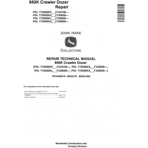 TM14358X19 John Deere 950K Crawler Dozer Pdf Repair Service Technical Manual
