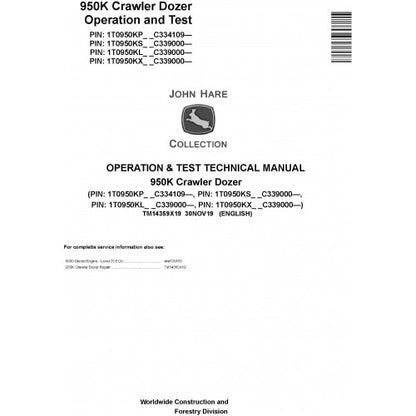 TM14359X19 John Deere 950K Crawler Dozer Pdf Operation and Test Technical Manual