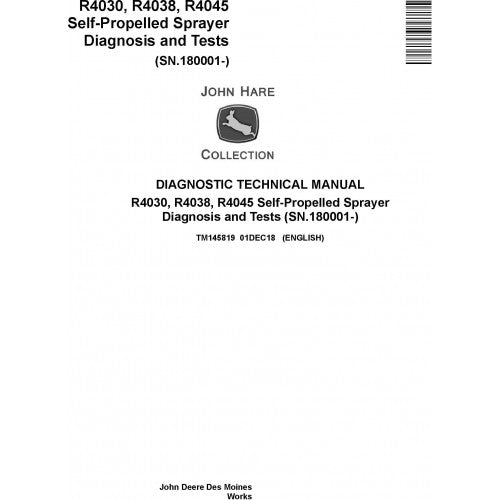 TM145819 John Deere R4030, R4038, R4045 Self-Propelled Sprayer Pdf Diagnostic Technical Manual