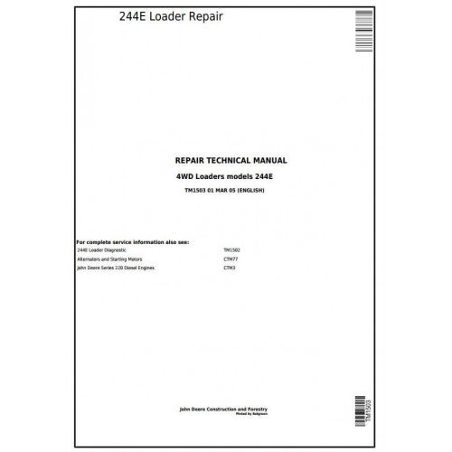 TM1503 John Deere 244E 4WD Loader Service Repair Technical Manual