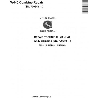 TM152119 John Deere W440 Combine Pdf Repair Service Technical Manual
