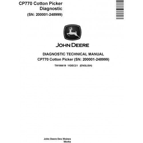 TM156619 John Deere CP770 Cotton Picker Pdf Diagnostic Technical Manual