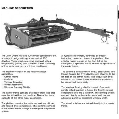 TM1619 John Deere 710, 720 Mower-Conditioners Pdf Technical Service Manual 2