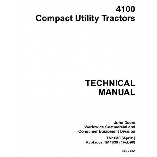 TM1630 John Deere 4100 Compact Utility Tractor Pdf Technical Service Manual