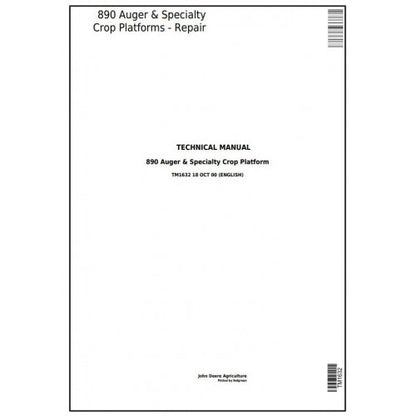 TM1632 John Deere 890 Auger & Specialty Crop Platforms Pdf Technical Service Manual