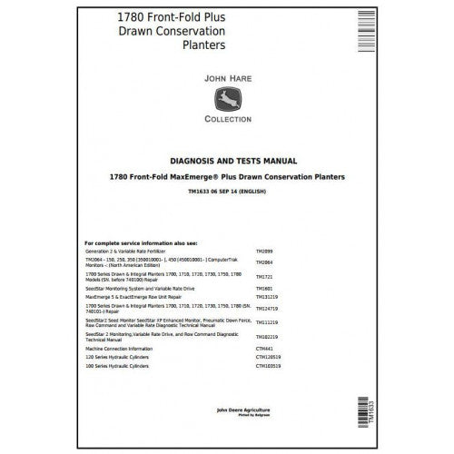 TM1633 John Deere 1780 Front-Fold Drawn Conservation Planters Pdf Diagnosis and Tests Service Manual
