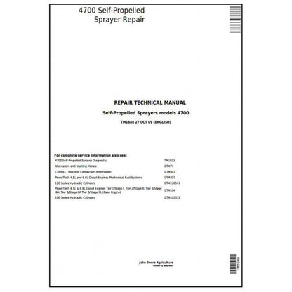 TM1688 John Deere 4700 Self-Propelled Sprayers Pdf Technical Service Manual