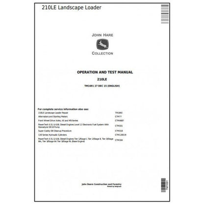 TM1691 John Deere 210LE Landscape Loader Pdf Diagnostic, Operation and Test Service Manual