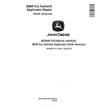 TM169919 John Deere 800R Dry Nutrient Applicators Pdf Repair Service Technical Manual