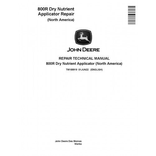 TM169919 John Deere 800R Dry Nutrient Applicators Pdf Repair Service Technical Manual