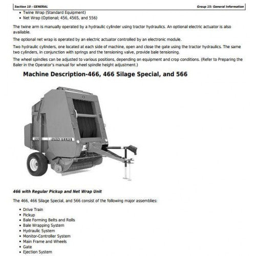TM1767 John Deere 446, 456, 456s, 546, 556, 466, 466s, 566 Round Balers All Inclusive Pdf Technical Service Manual 2