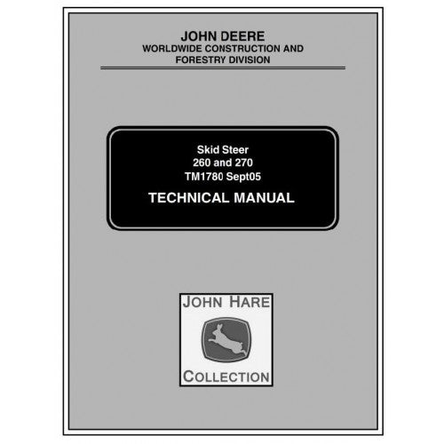 TM1780 John Deere 260, 270 Skid Steer Loader Pdf Repair Service Technical Manual