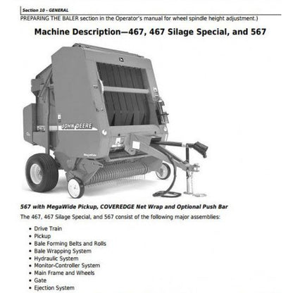 TM1874 John Deere 447, 457, 467 Silage Special, 547, 557, 567 Round Balers Pdf Technical Service Manual 2