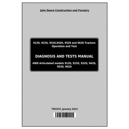 TM1972 John Deere 9120, 9220, 9320, 9420, 9520, 9620 Tractor Pdf Diagnosis and Tests Service Manual
