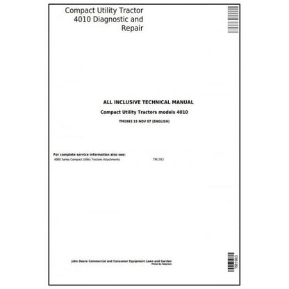 TM1983 John Deere 4010 Compact Utility Tractor Pdf Technical Service Manual