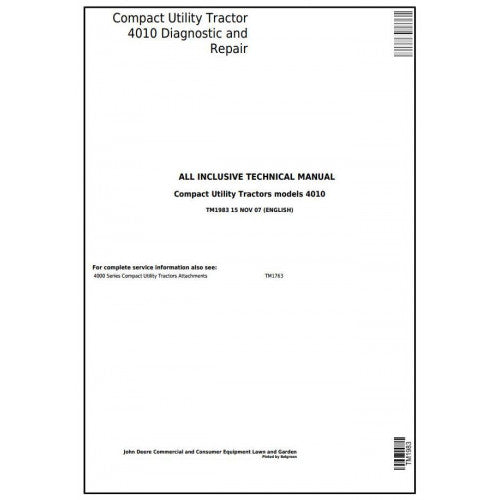 TM1983 John Deere 4010 Compact Utility Tractor Pdf Technical Service Manual