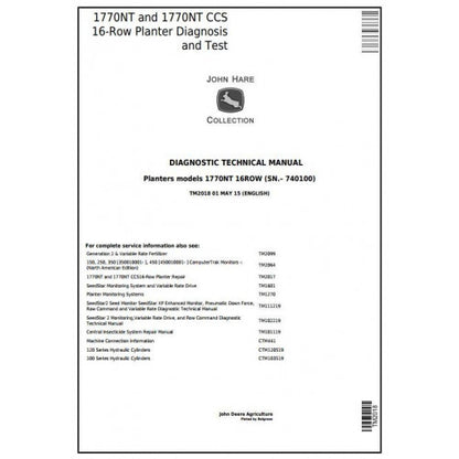 TM2018 John Deere 1770NT, 1770NT CCS 16-Row Planter Pdf Diagnostic Technical Manual