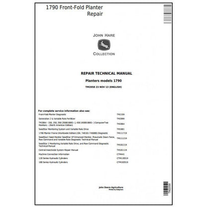 TM2058 John Deere 1790 Front-Fold Planter (SN.705101–740100) Pdf Technical Service Manual