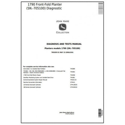 TM2059 John Deere 1790 Front-Fold Planters Pdf Diagnosis and Tests Service Manual