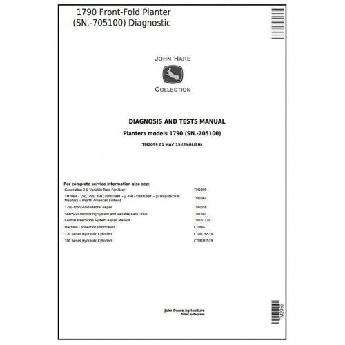 TM2059 John Deere 1790 Front-Fold Planters Pdf Diagnosis and Tests Service Manual