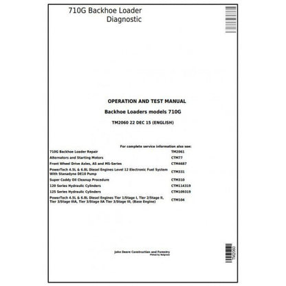 TM2060 John Deere 710G Backhoe Loader Pdf Diagnostic, Operation and Test Service Manual