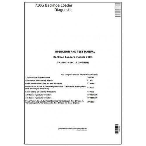 TM2060 John Deere 710G Backhoe Loader Pdf Diagnostic, Operation and Test Service Manual