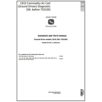 TM2068 John Deere 1910 Commodity Air Cart Pdf Diagnosis and Tests Service Manual