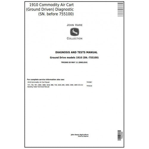 TM2068 John Deere 1910 Commodity Air Cart Pdf Diagnosis and Tests Service Manual