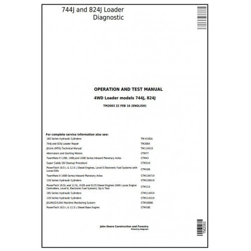 TM2083 John Deere 744J and 824J 4WD Loaders Pdf Diagnostic, Operation and Test Service Manual