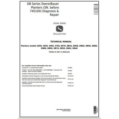 TM2091 John Deere / Bauer Planters (SN.-745100) Pdf Technical Service Manual