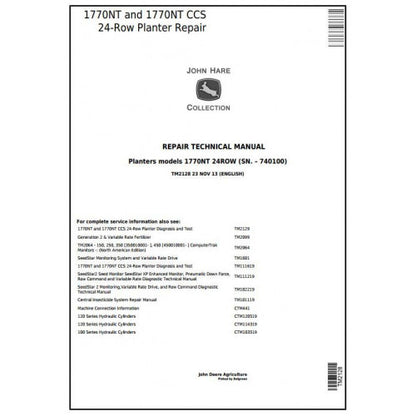 TM2128 John Deere 1770NT, 1770NT CCS 24-Row Planter (SN.–740100) Pdf Technical Service Manual