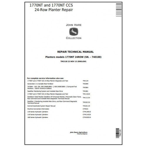 TM2128 John Deere 1770NT, 1770NT CCS 24-Row Planter (SN.–740100) Pdf Technical Service Manual