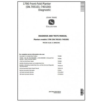 TM2159 John Deere 1790 Front-Fold Planter Pdf Diagnosis and Tests Service Manual