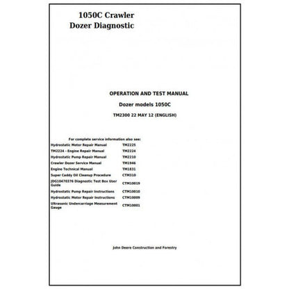 TM2300 John Deere 1050C Crawler Dozer Pdf Diagnostic, Operation and Test Service Manual
