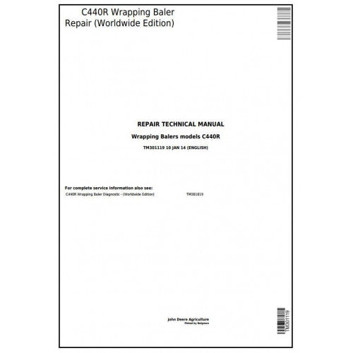 TM301119 John Deere C440R Round Hay and forage Wrapping Baler Pdf Technical Service Manual
