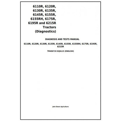 TM406719 John Deere 6110R, 6120R, 6130R, 6135R, 6145R, 6155R, 6175R, 6195R, 6215R Tractor Pdf Diagnosis and Tests Service Manual