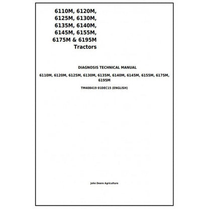 TM408419 John Deere 6110M, 6120M, 6125M, 6130M, 6135M, 6140M, 6145M, 6155M, 6175M, 6195M Tractor Pdf Diagnostic Technical Manual