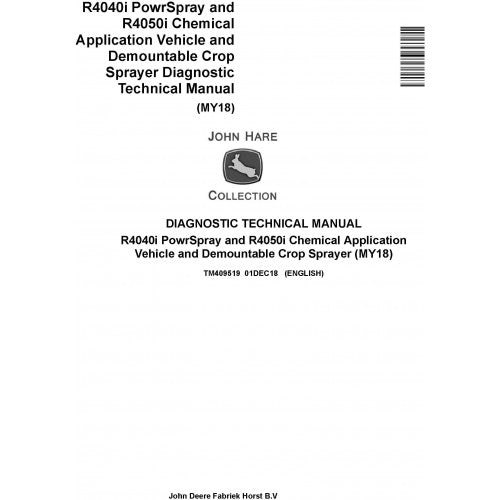 TM409519 John Deere R4040i, R4050i Demountable Crop Sprayer Pdf Diagnostic Technical Manual