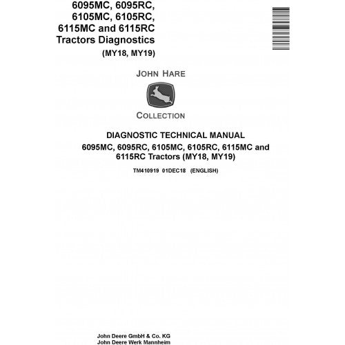 TM410919 John Deere 6095MC, 6095RC, 6105MC, 6105RC, 6115MC, 6115RC Tractors Pdf Diagnostic Technical Manual