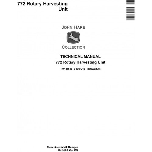 TM411619 John Deere 772 Rotary Harvesting Unit Pdf Technical Service Manual