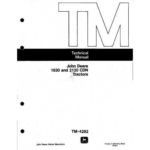 TM4282 John Deere 1830 and 2120 Tractors Pdf Repair Service Technical Manual