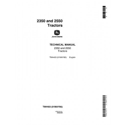 TM4403 John Deere 2350 and 2550 Utility Tractors Pdf Repair Service Technical Manual