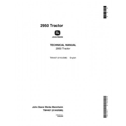 TM4407 John Deere 2950 Tractors Pdf Repair Service Technical Manual