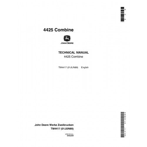 TM4417 John Deere 4425 Combines Pdf Technical Service Manual