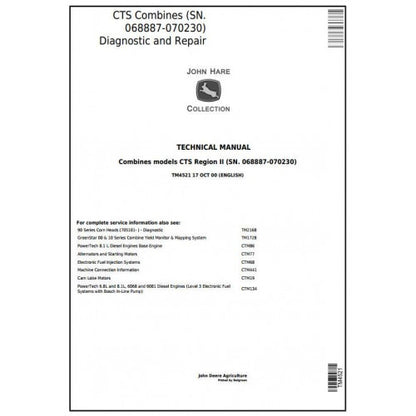 TM4521 John Deere CTS Combines Pdf Technical Service Manual