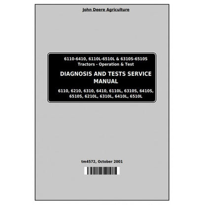 TM4572 John Deere 6110, 6210, 6210L, 6310, 6310L, 6310S, 6410, 6410L, 6410S, 6510L, 6510S Tractors Pdf Diagnosis and Tests Service Manual