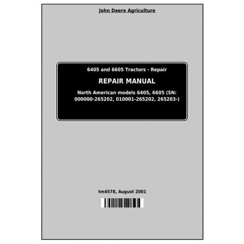 TM4578 John Deere 6405 and 6605 Tractor Pdf Repair Service Technical Manual