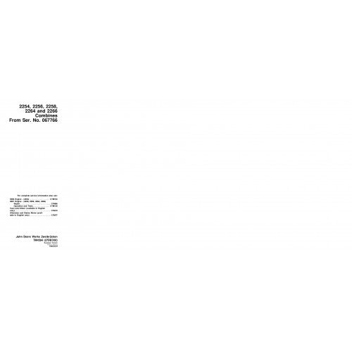 TM4594 John Deere 2254, 2256, 2258, 2264 and 2266 Combines Pdf Technical Service Manual