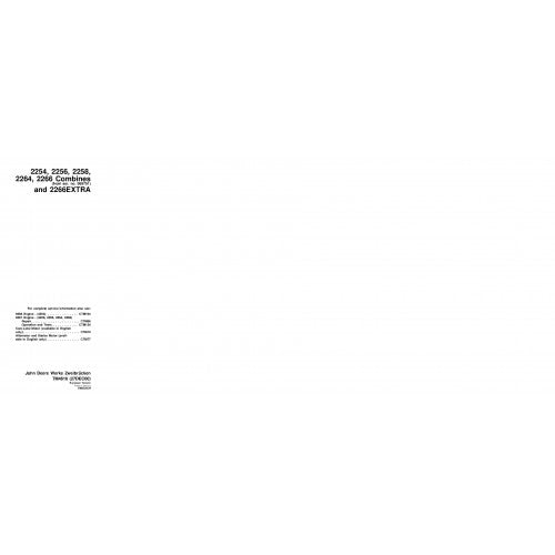 TM4616 John Deere 2254, 2256, 2258, 2264, 2266 and 2266 EXTRA Combines Pdf Technical Service Manual