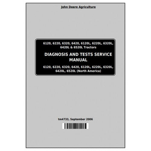 TM4733 John Deere 6120, 6220, 6320, 6420, 6120L, 6220L, 6320L, 6420L, 6520L Tractor Pdf Diagnosis and Tests Service Manual